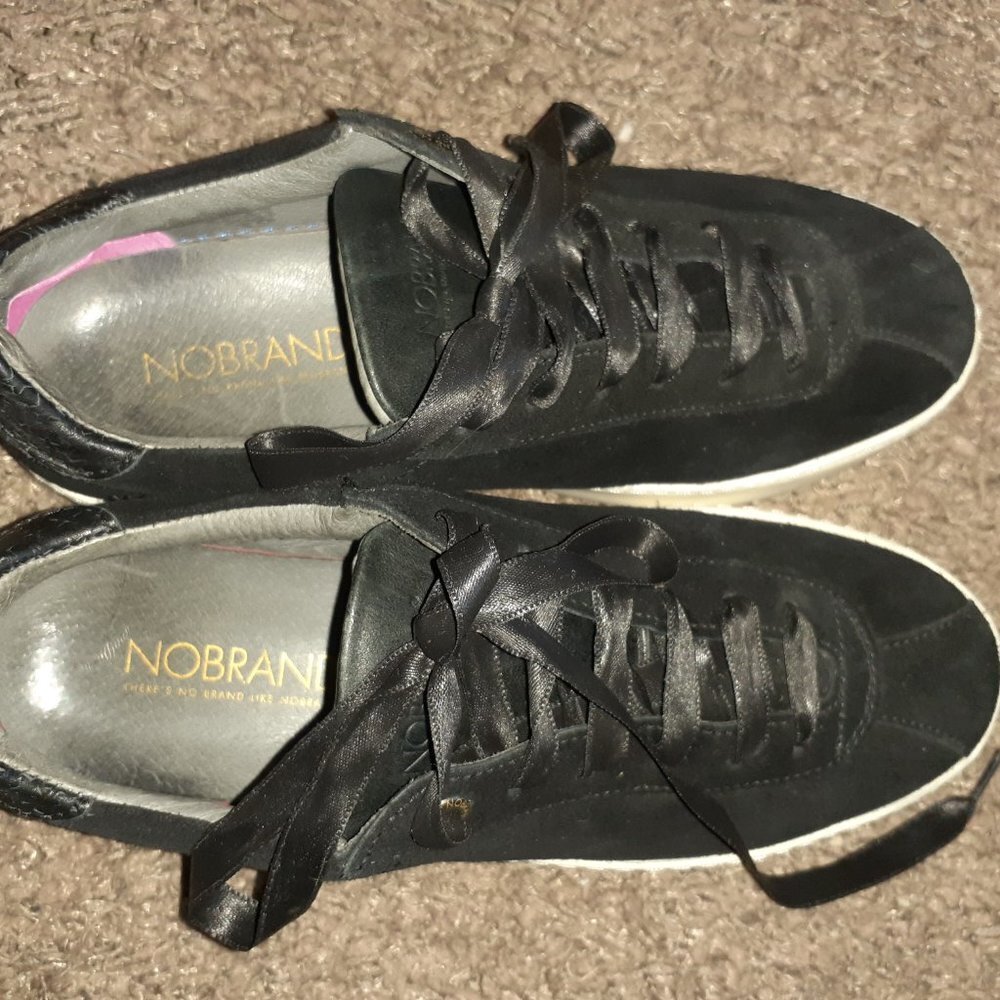 NOBRAND Portugal-Black Suede Platform Sneakers - Picture 6 of 7